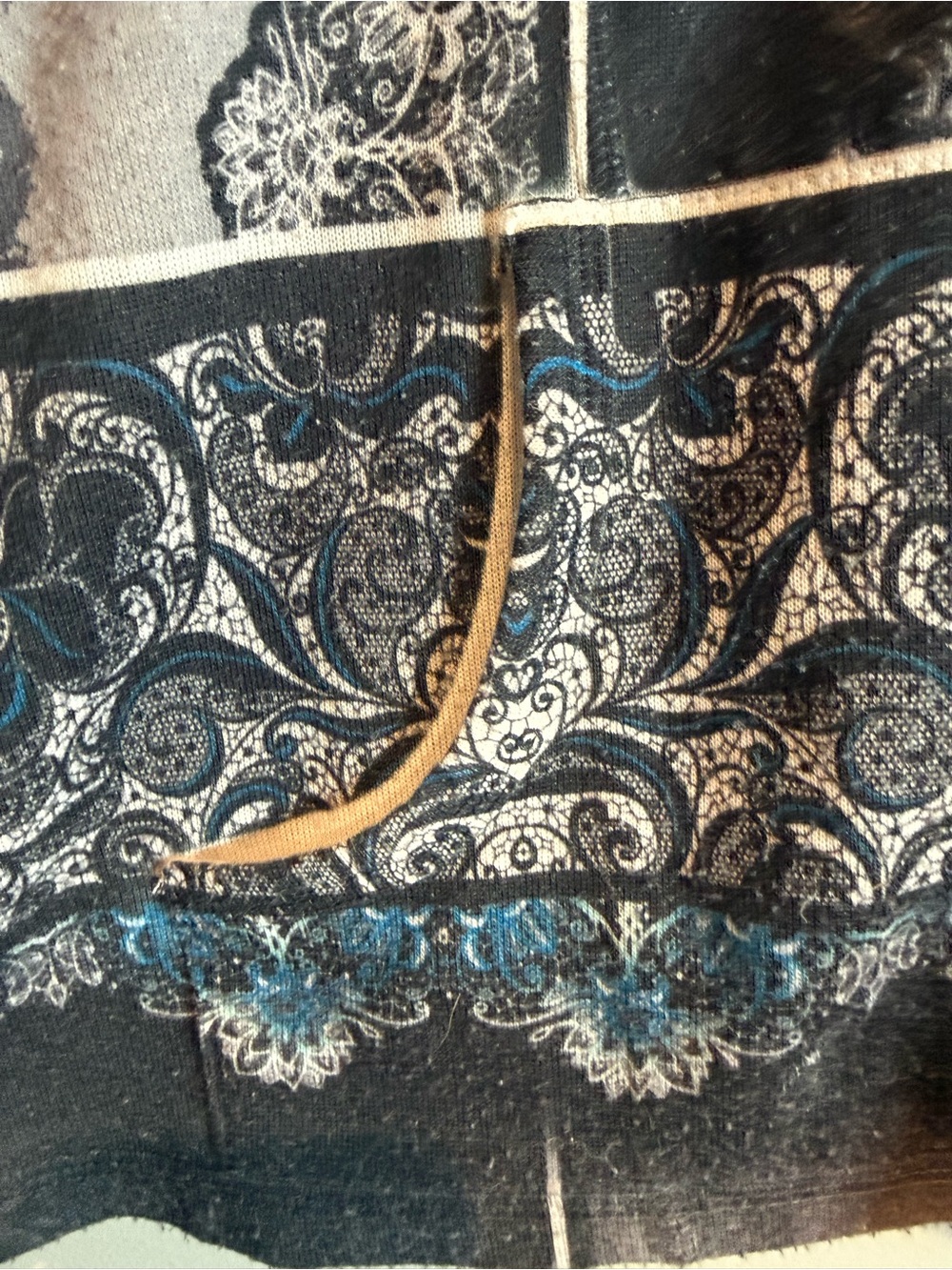 Christopher & Banks Blue and Gray Paisley Zip Hoodie - Picture 5 of 10